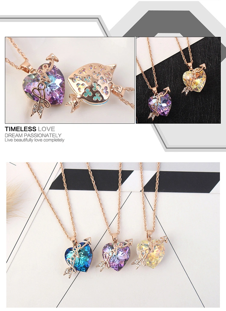 Austrian Crystal Heart Pendant Necklace for Women Gold Color Love Necklaces & Pendants Collares