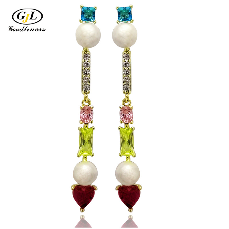 New Attractive Colored CZ 925 Silver Drop Earrings