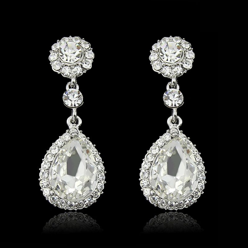 New Design Earring Pear Cut Water Drop CZ Bridal Wedding Earrings for Women with Cubic Zirconia Earring