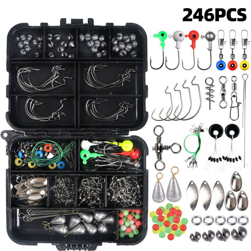 New 246-Piece Fishing Kit with Hook/Swivel/Lead Drop