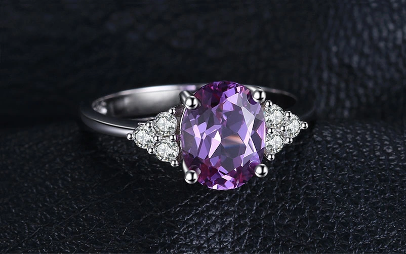 Wholesale 925 Sterling Silver Jewelry Created Gemstone Amethyst Ring Jewelry Set