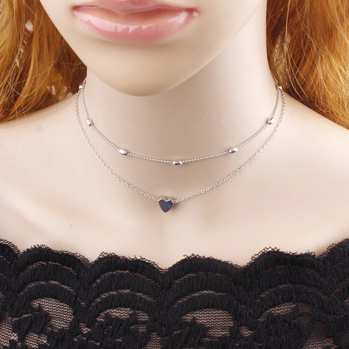 Silver Gold Color Choker Necklace for Women Love Heart Jewelry Fashion Necklaces