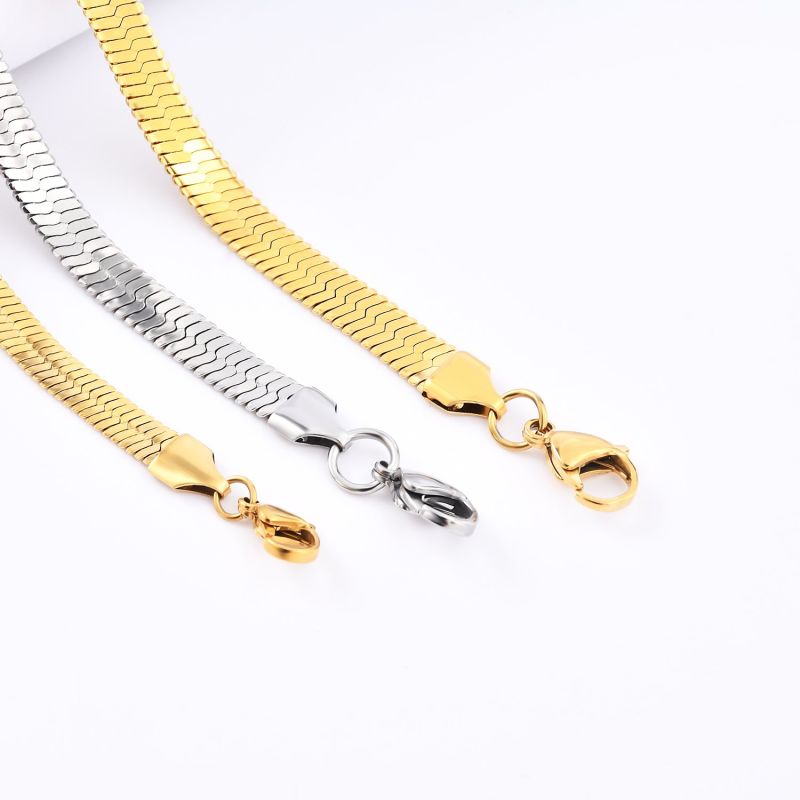 Fashion Jewellery Flat Herringbone Chain Fashion Bracelet Necklace for Hip Hop Stainless Steel Jewelry