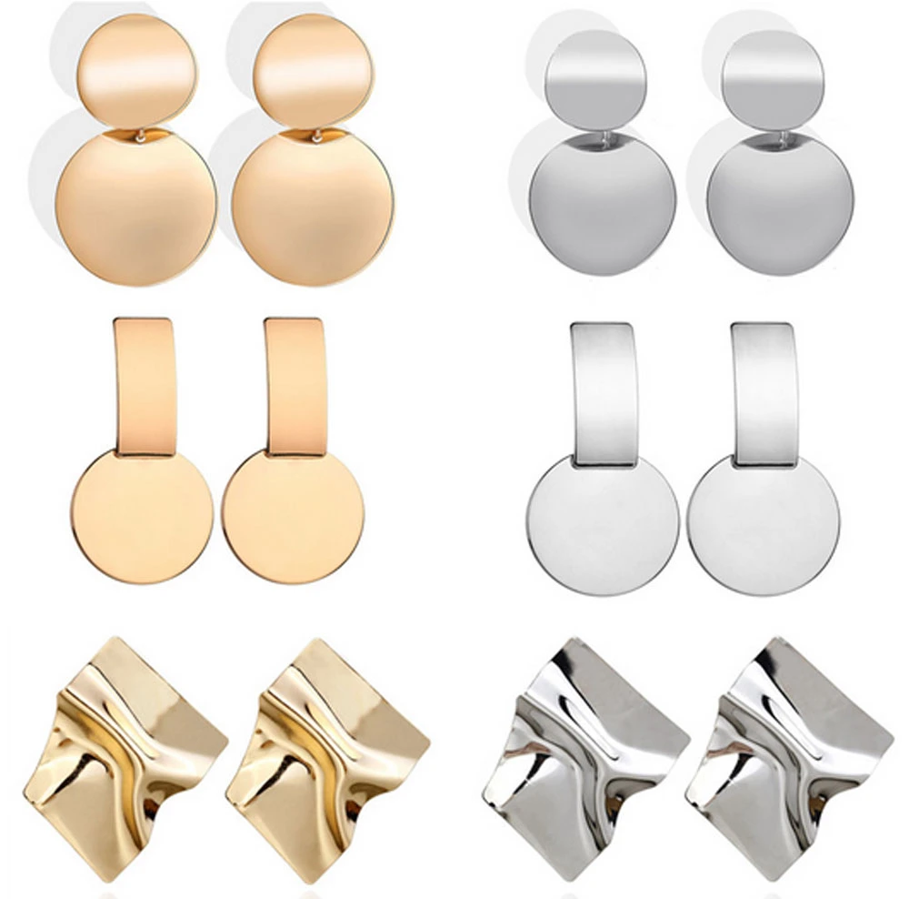 Fashion Statement Earrings 2021 Women Hanging Dangle Drop Earring Big Geometric Round Earrings
