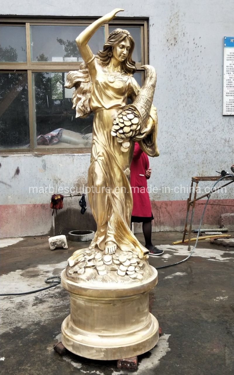 Factory to Create a Gold Coin Girl Bronze Sculpture Statue (B001)