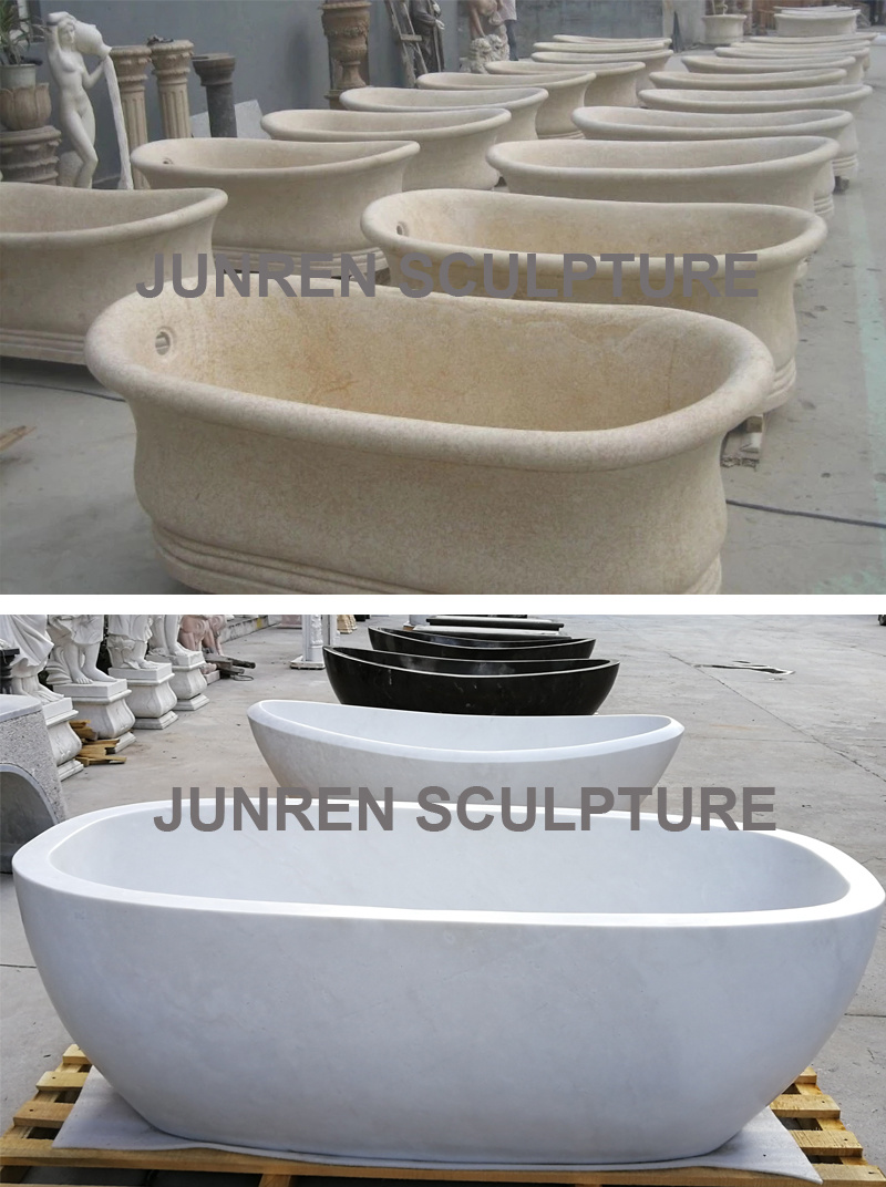 Factory Hand Carved Natural Stone Bathtub Beige Marble Natural Marble Bathtub