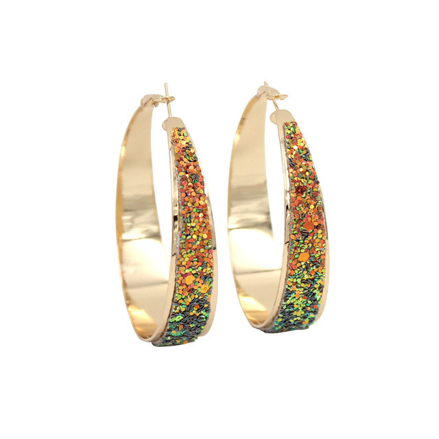 Glitter Hoop Earrings, Glitter Wrapped Hoop Dangle Earrings, Handmade Bohemian Colorful Glitter Shimmering Earrings, Fashion Jewelry for Women, Female