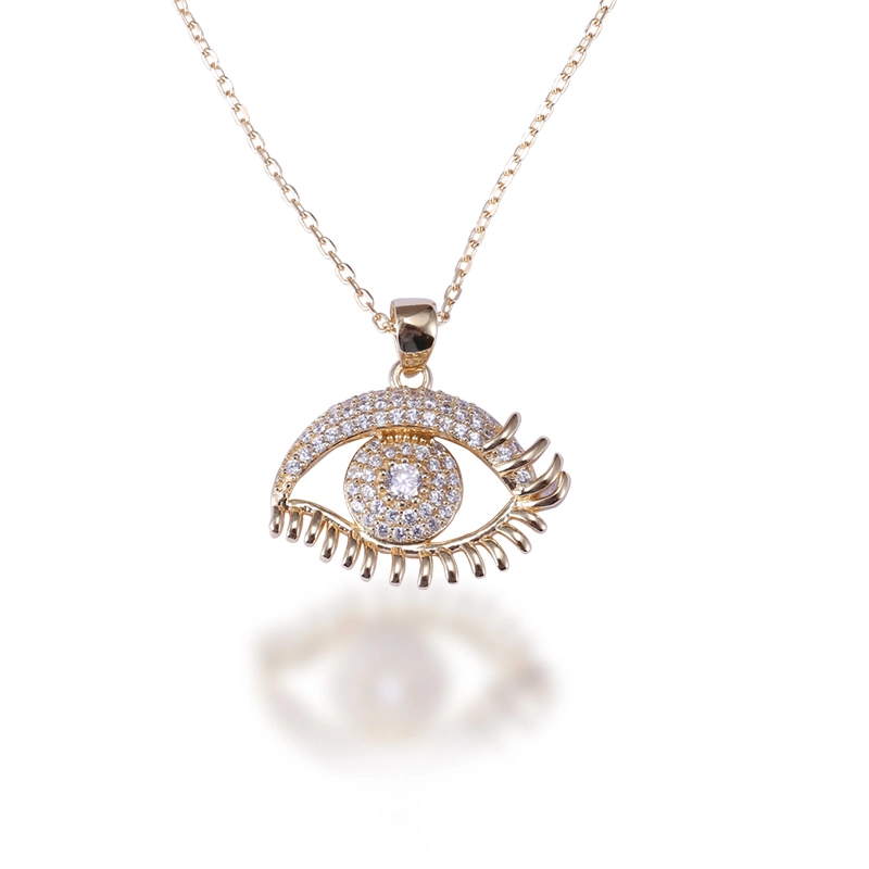 Wholesale 925 Sterling Silver Cubic Zirconia Gold Plated Evil Eye Jewelry Necklace 2020