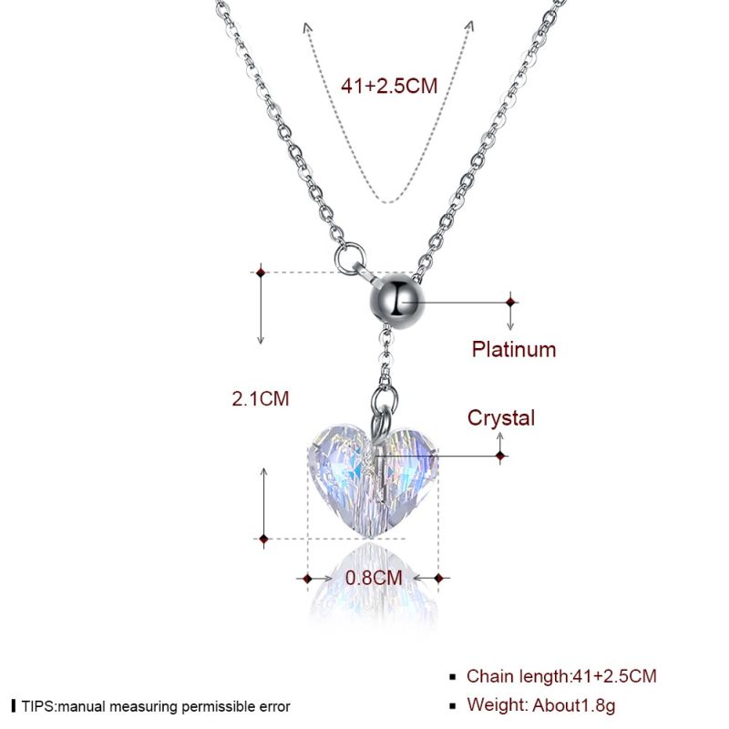 925 Sterling Silver Heart Crystal Necklace with Pendant