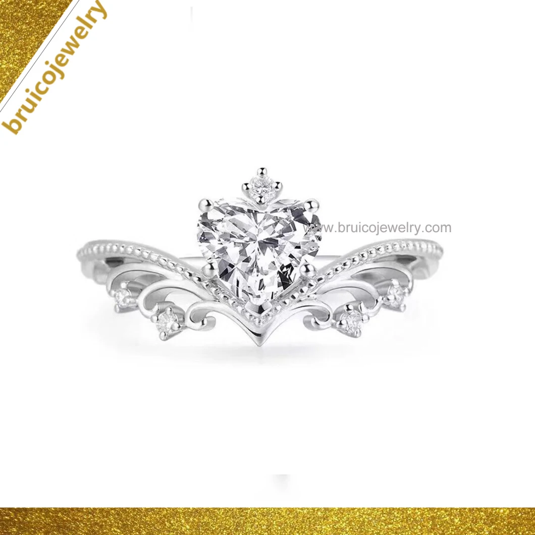 Luxury Diamond Jewelry 9K 14K 18K White Gold Engagement Wedding Ring Artificial Jewellery