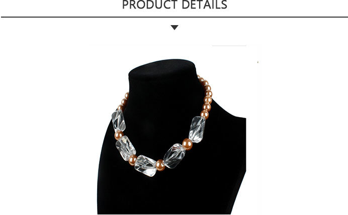 Fashion Jewelry Gold Bead Necklace with Transparent Rhinestone