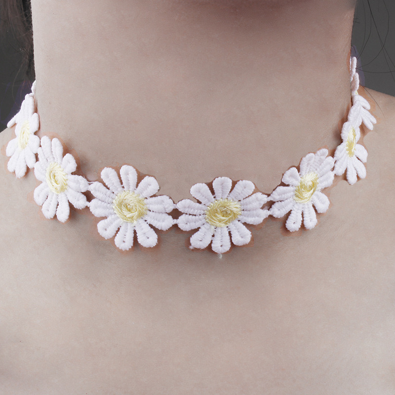 Daisy Lace Necklace Sun Flower Lace Fresh Choker Necklace