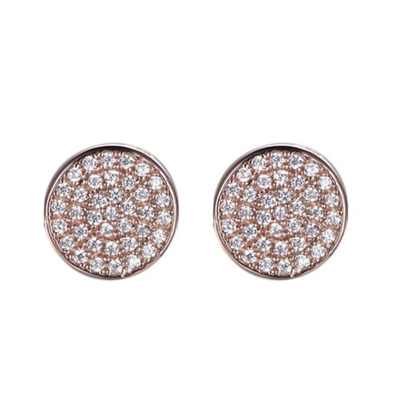 925 Silver Rose Gold Small Round Stud Earring for Girls
