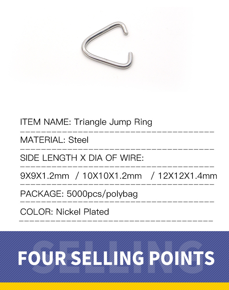 Saw Cut Triangle Shape Stainless Steel Closed Jump Ring