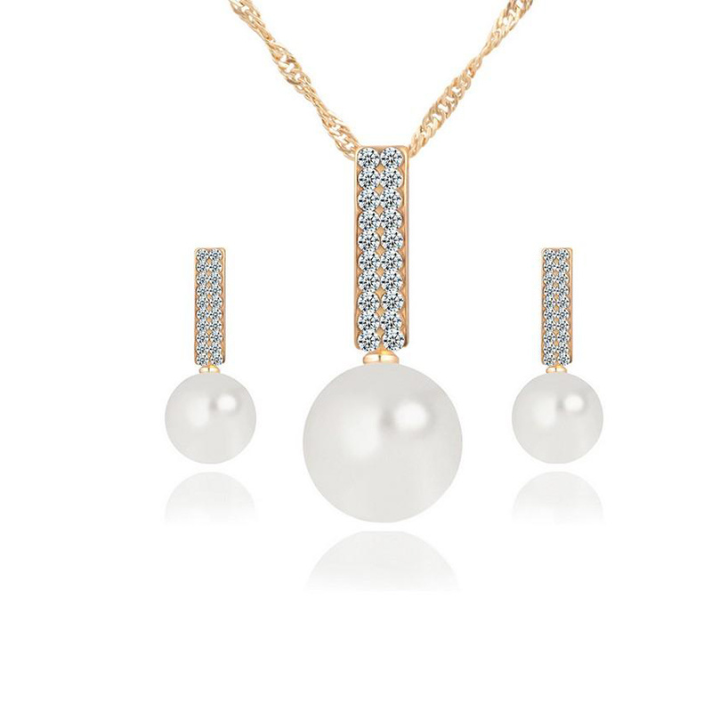 Gold Plating 925 Silver Jewelry Set Natural Pearl