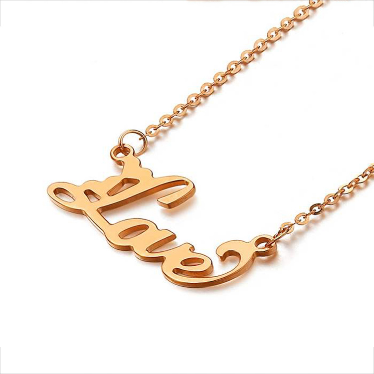 Custom Rose Gold Plated Jewelry Alphabet Letter Name Necklace for Ladies