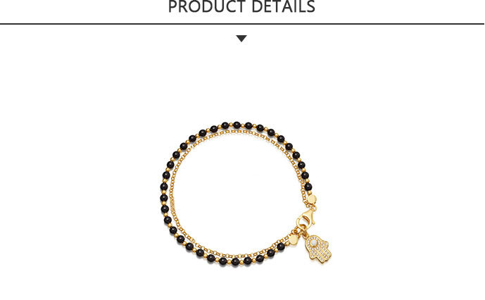 High Quality Fashion Jewelry Gold Black Bead Bracelet