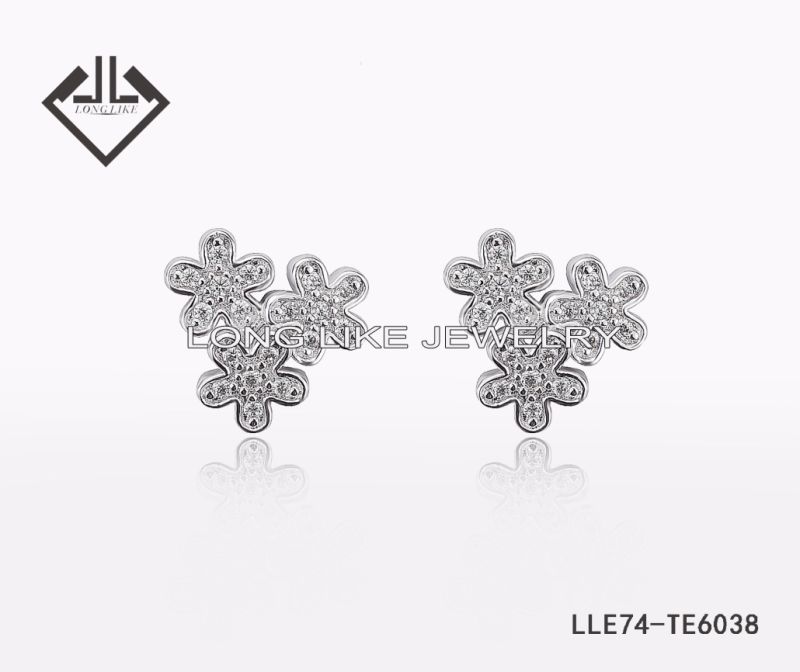 925 Sterling Silver Fashion Flower Earrings for Girls