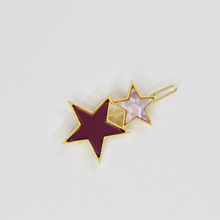 Star Shape Hairpin Gold and Acrylic Fashion Hair Clip for Girls