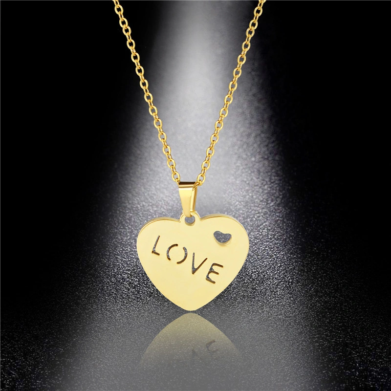 Stainless Steel Love Letter Heart Pendant Female Clavicle Chain Accessory Necklace