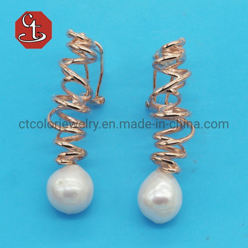 Minimalist Natural Pearls Earrings Fashion Freshwater Pear Silver Earring