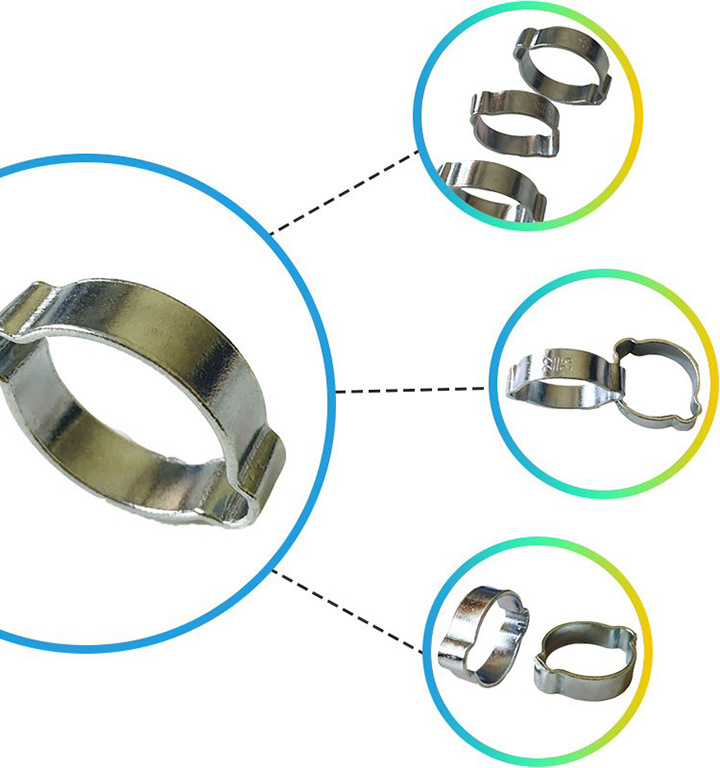 Galvanized Steel Two Ear Clips Double Ear Hose Clamps