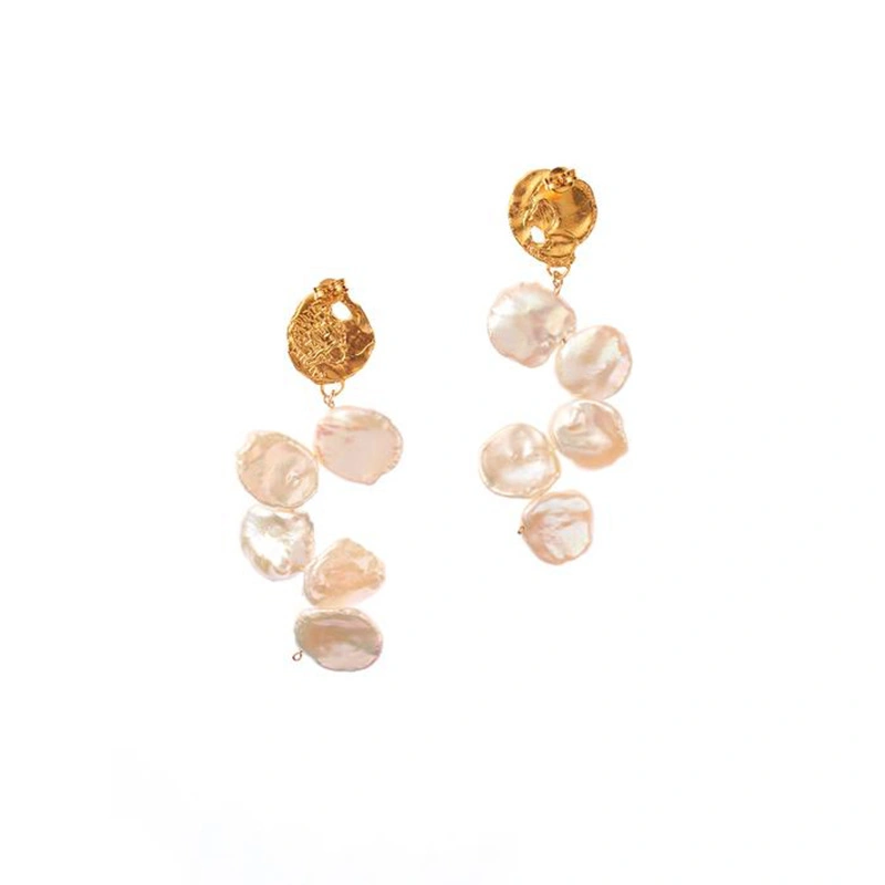 Natural Baroque Special-Shaped Womens Pearl Pendant Earrings Wholesale
