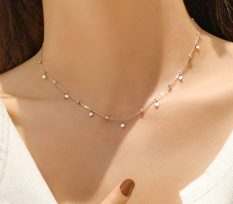 925 Sterling Silver Delicate Elegant Women Short Choker Chain Micro Pave Tiny CZ Charm Gold Chain Necklace