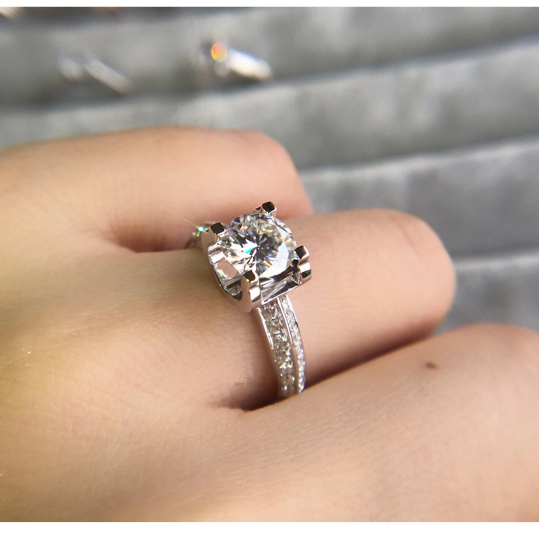 New Design Classic Fashion Wedding Jewelry Sterling Silver Jewellery Shiny Round CZ Stone Ring