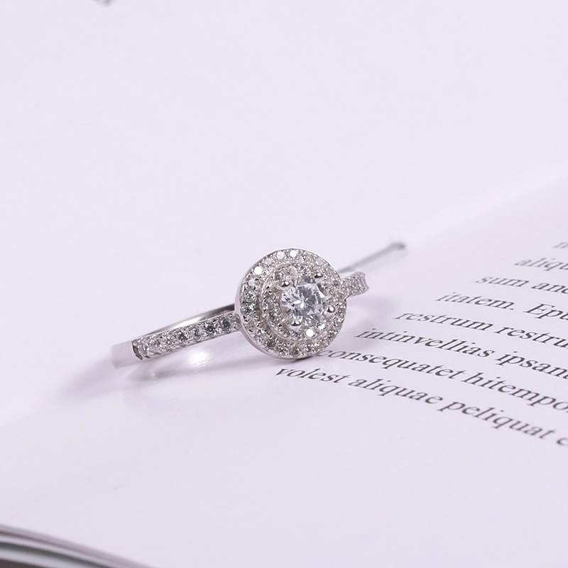 Elegant Classic CZ Bridal Wedding Jewelry 925 Sterling Silver White Gold Diamond Rings for Women