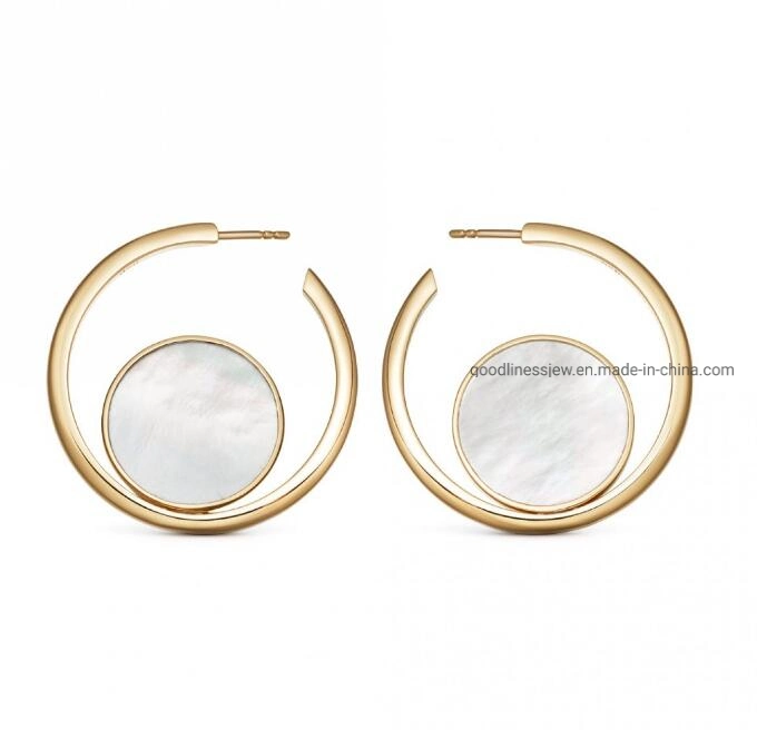 Fashion Jewelry 925 Sterling Silver or Brass Jewelry Hoop Earring White Shell Earring for Women