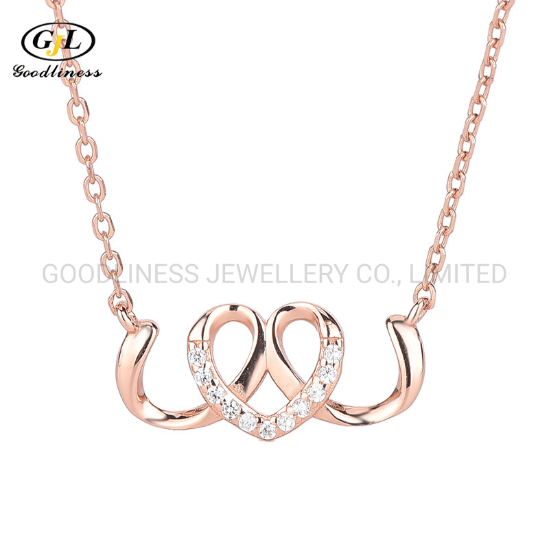Silver Custom Jewelry Love Diamond Pendant Chain Necklace