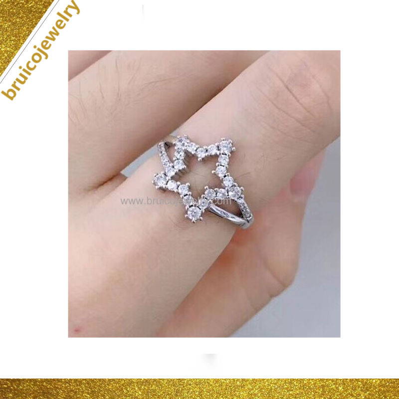Fashion Customized Gold Jewellery Sterling Silver Jewelry Ring with Diamond