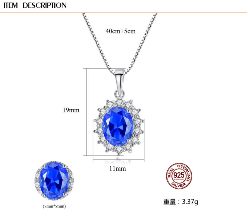 Luxurious Blue Topaz 925 Sterling Silver Necklace Pendant