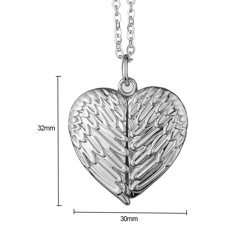 Sublimation Blanks Valentines Gift Angel Wing Love Heart Necklaces for Souvenir Jewelry Gifts