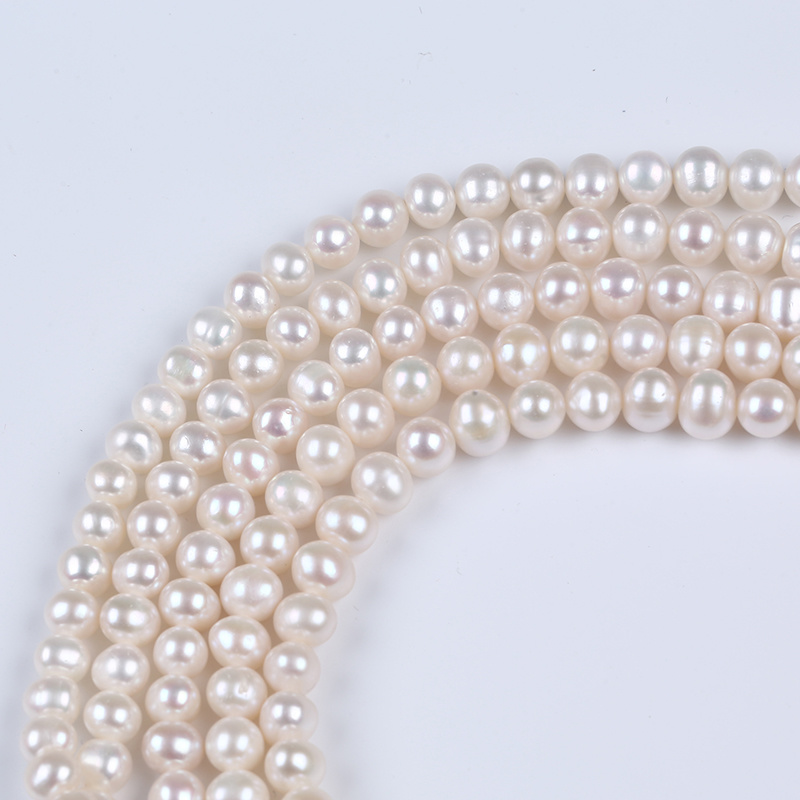 7.5mm White Oval Shape Freshwater Pearl