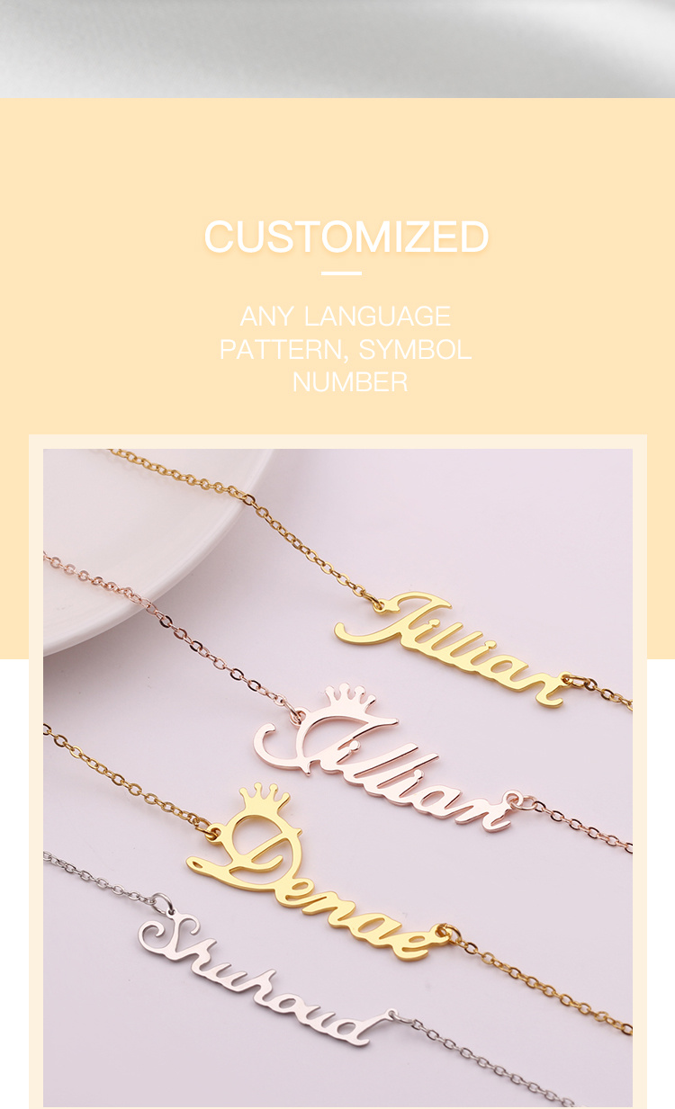 Custom Rose Gold Plated Jewelry Alphabet Letter Name Necklace for Ladies