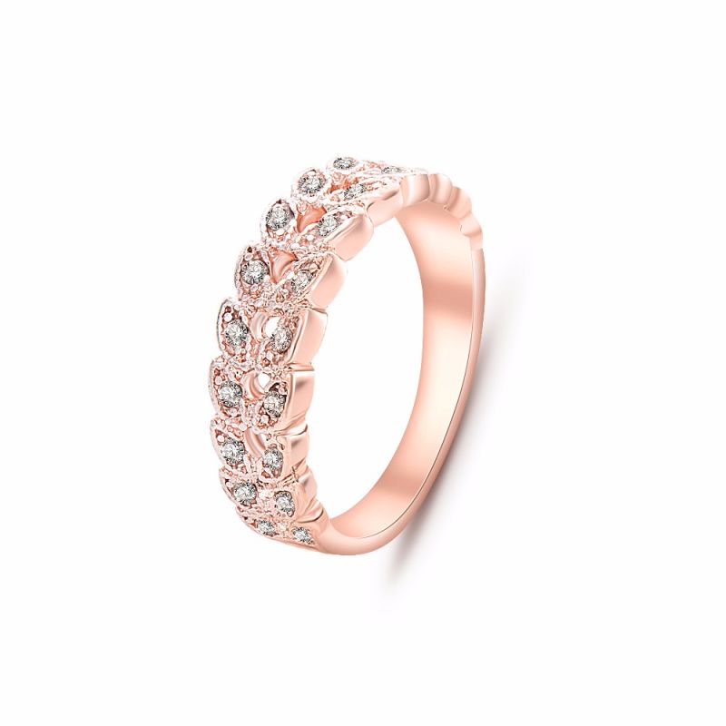Top Quality Gold Concise Classical CZ Crystal Wedding Ring