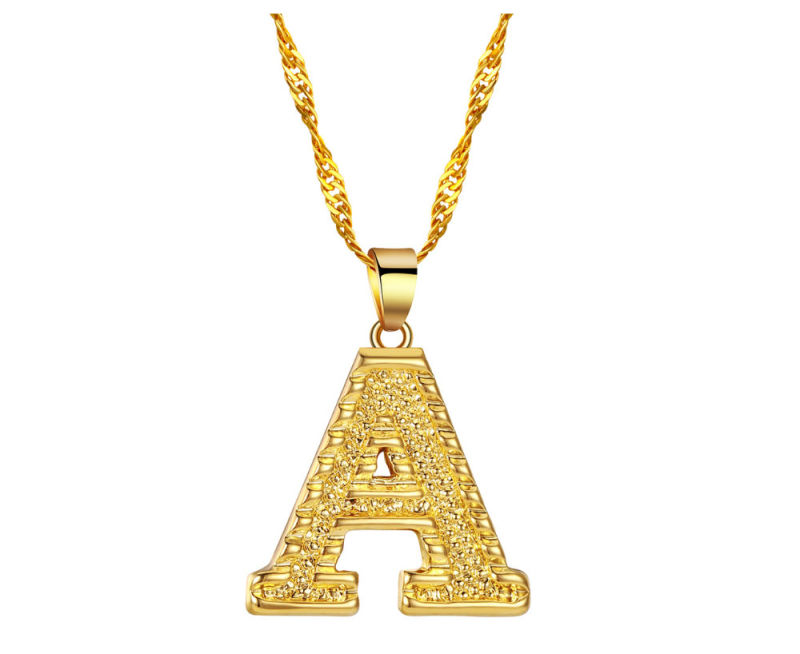 Wholesale 18K Gold Plated Cuban Necklace Alphabet Necklace 26 Initial Necklace for Women