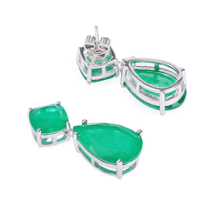 Green Color Earrings Square and Water Drop Earrings for Women