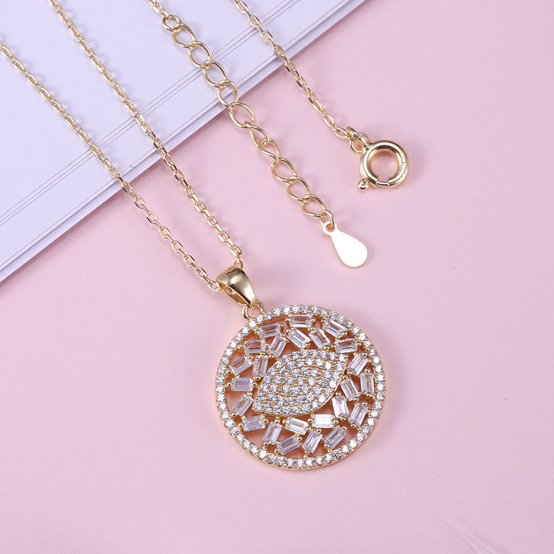 Wholesale 18K Gold Plated Handmade Circle Eye Stone Pendant Necklace Jewelry Women
