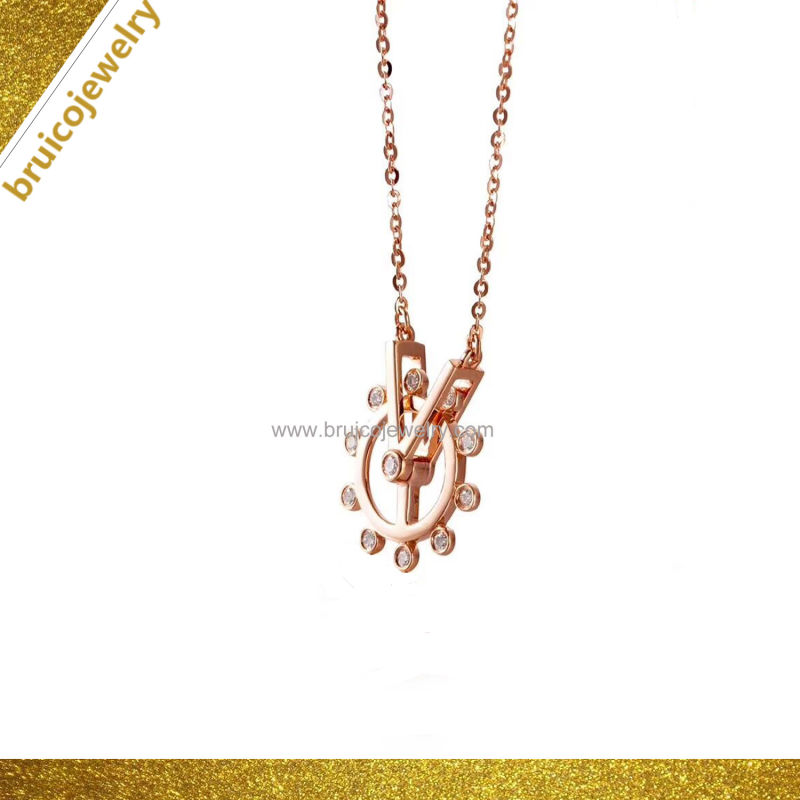 Fashion Women 925 Sterling Silver Jewelry Necklace with Synthetic Zircon with Rose Gold Color Chain Necklace