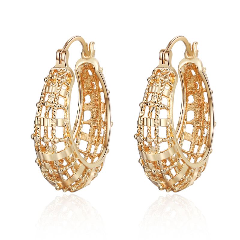 Woman New Trendy Big Large Gold Plated Simple Hoop Earring