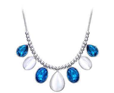 Fashion Round Pendant Necklace Simulated with Turquoise Natural Stone Necklace for Women Gift (02)