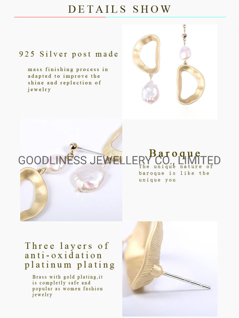 925 Silver Baroque Shell Fashion Jewelry Pearl Earrings