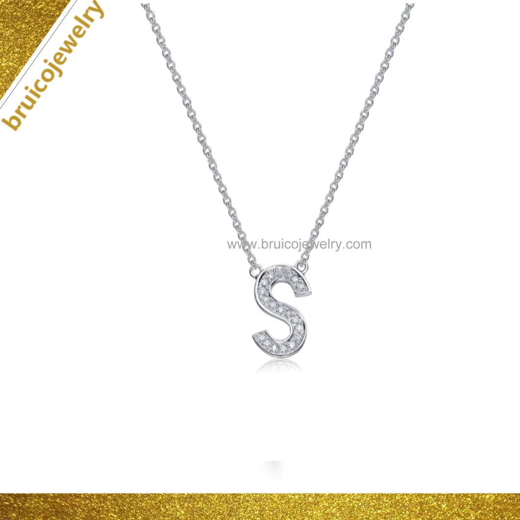 Custom Nameplate Jewellery Letter Zirconia Alphabet Letters 925 Sterling Silver Jewelry Necklace