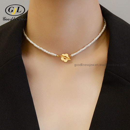 Handmade Natural Pearl Necklace Baroque Pearl 18K Gold Chain Flower Lock Freshwater Pearl Choker Necklace High Quality