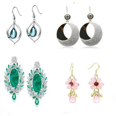 Pop Color Gold Earrings Temperament Long Earrings Korean Simple Copper Micro - Zircon Earrings Button Studs (15)