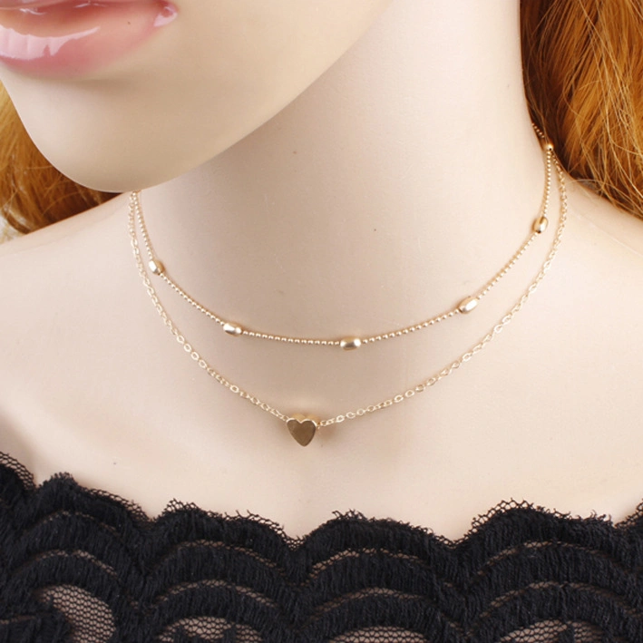 Silver Gold Color Choker Necklace for Women Love Heart Jewelry Fashion Necklaces