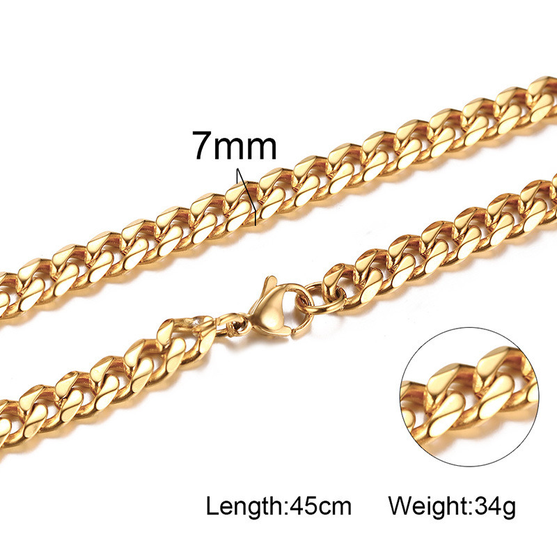 Six-Sided Grinding Chain Necklace Fashionable Chain Overlapping Chain